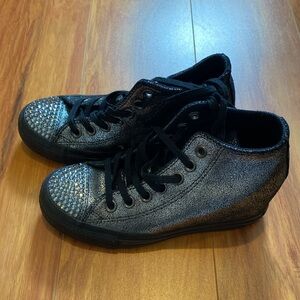 Converse All Star High Top Wedge Sneaker Silver Rhinestone